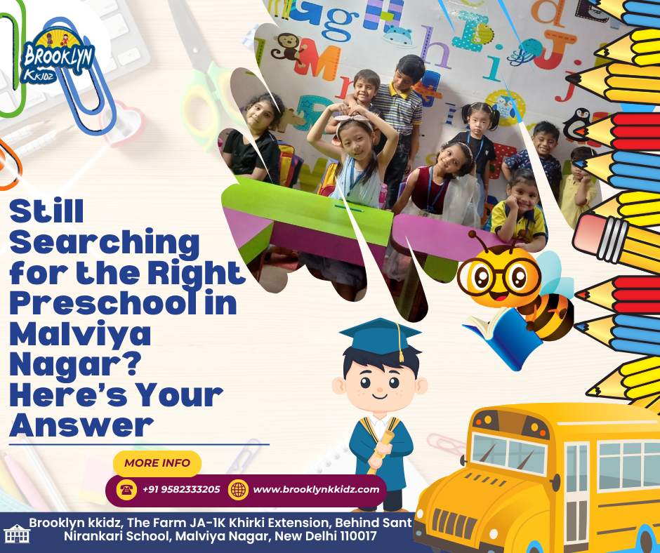 Happy children learning at a preschool in Malviya Nagar.