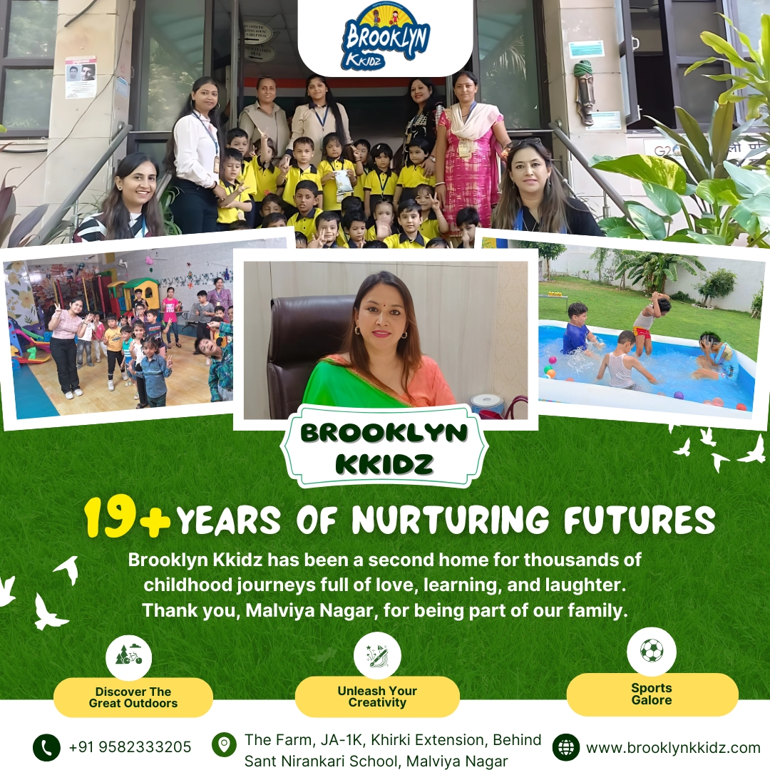 Children enjoying summer activities at Brooklyn Kkidz Preschool in Malviya Nagar, Delhi